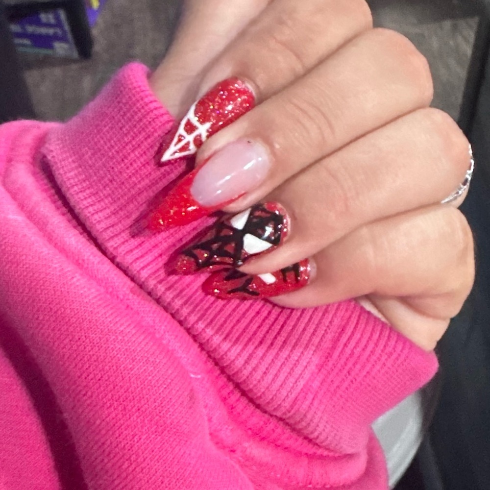 Red and Black Nail Art Design